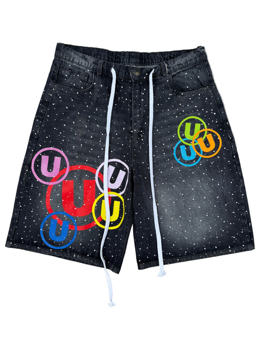 OVER “U” JORTS [BLACK]