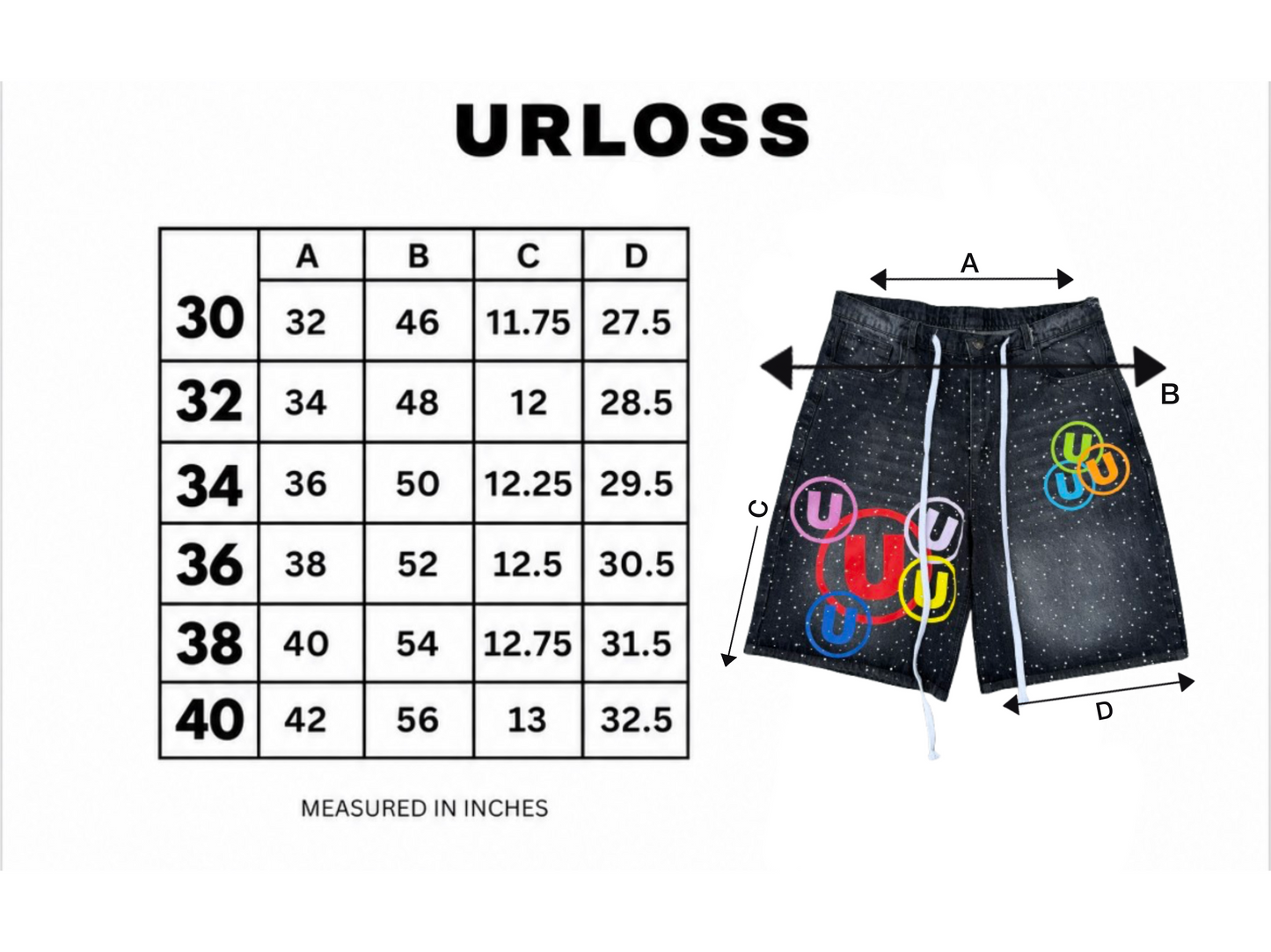 OVER “U” JORTS [BLACK]